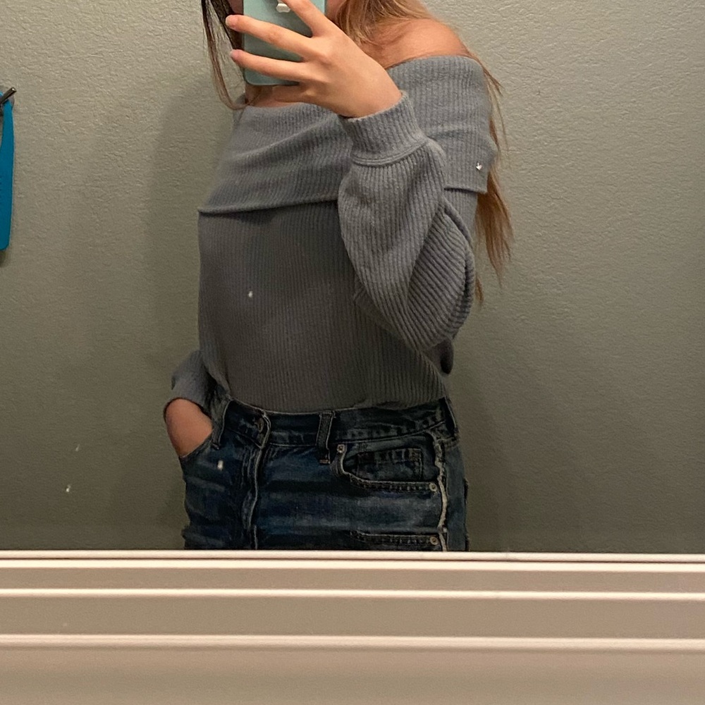 knit off the shoulder sweater